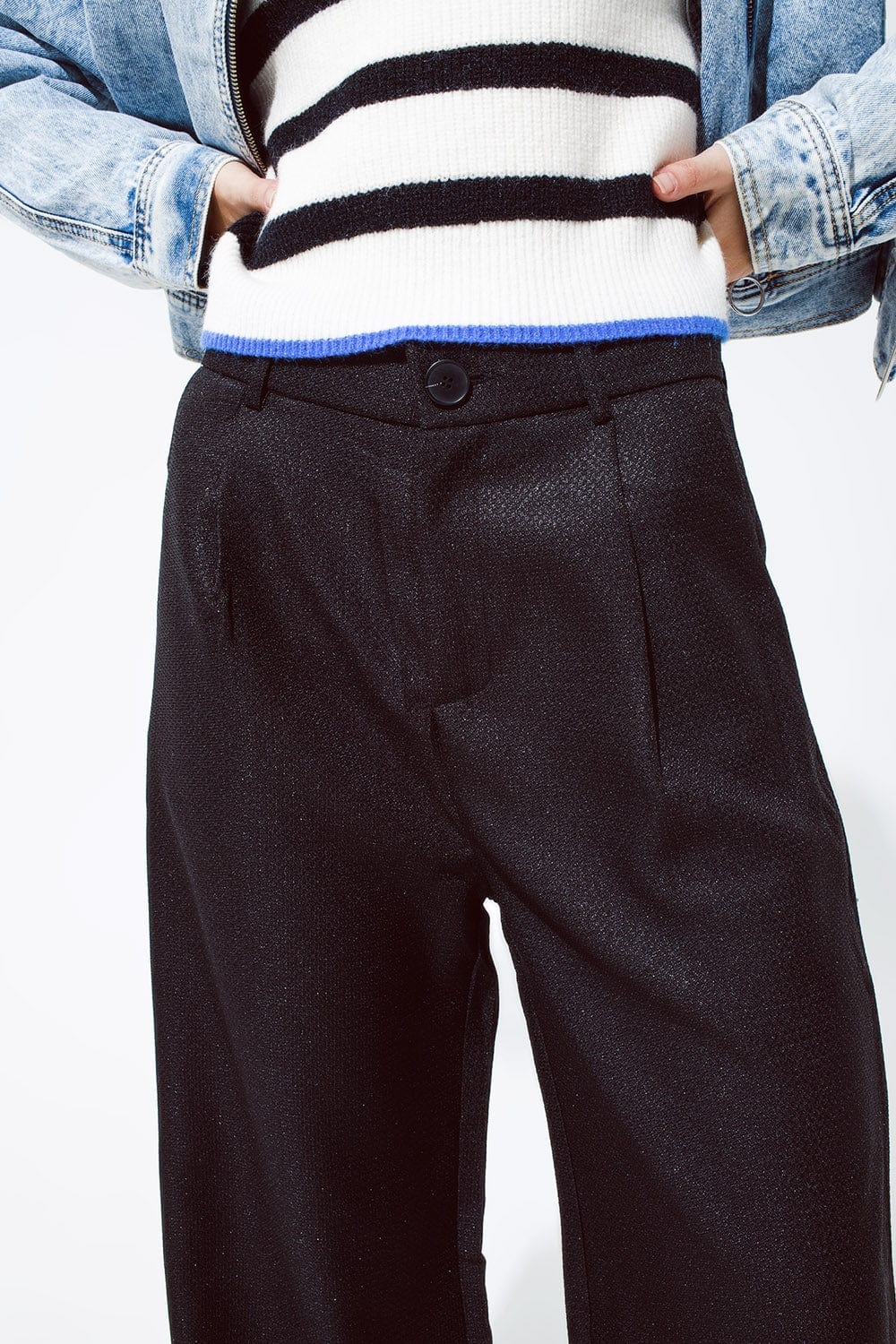 Q2 Women's Pants & Trousers Oversized Pantalon In Black