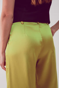 Q2 Women's Pants & Trousers Palazzo Pleated Pants in Acid Lime