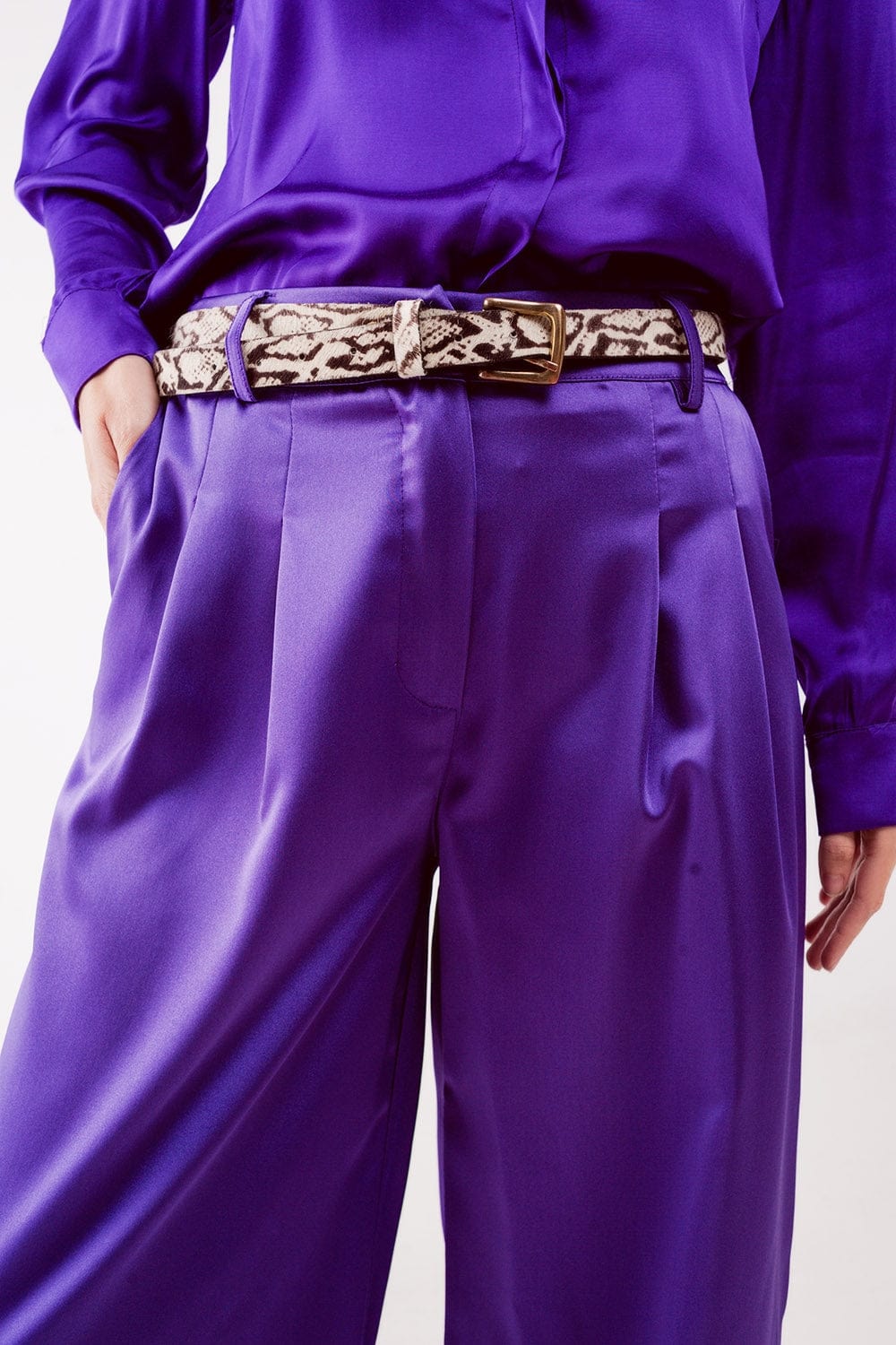 Q2 Women's Pants & Trousers Palazzo Pleated Pants in Purple