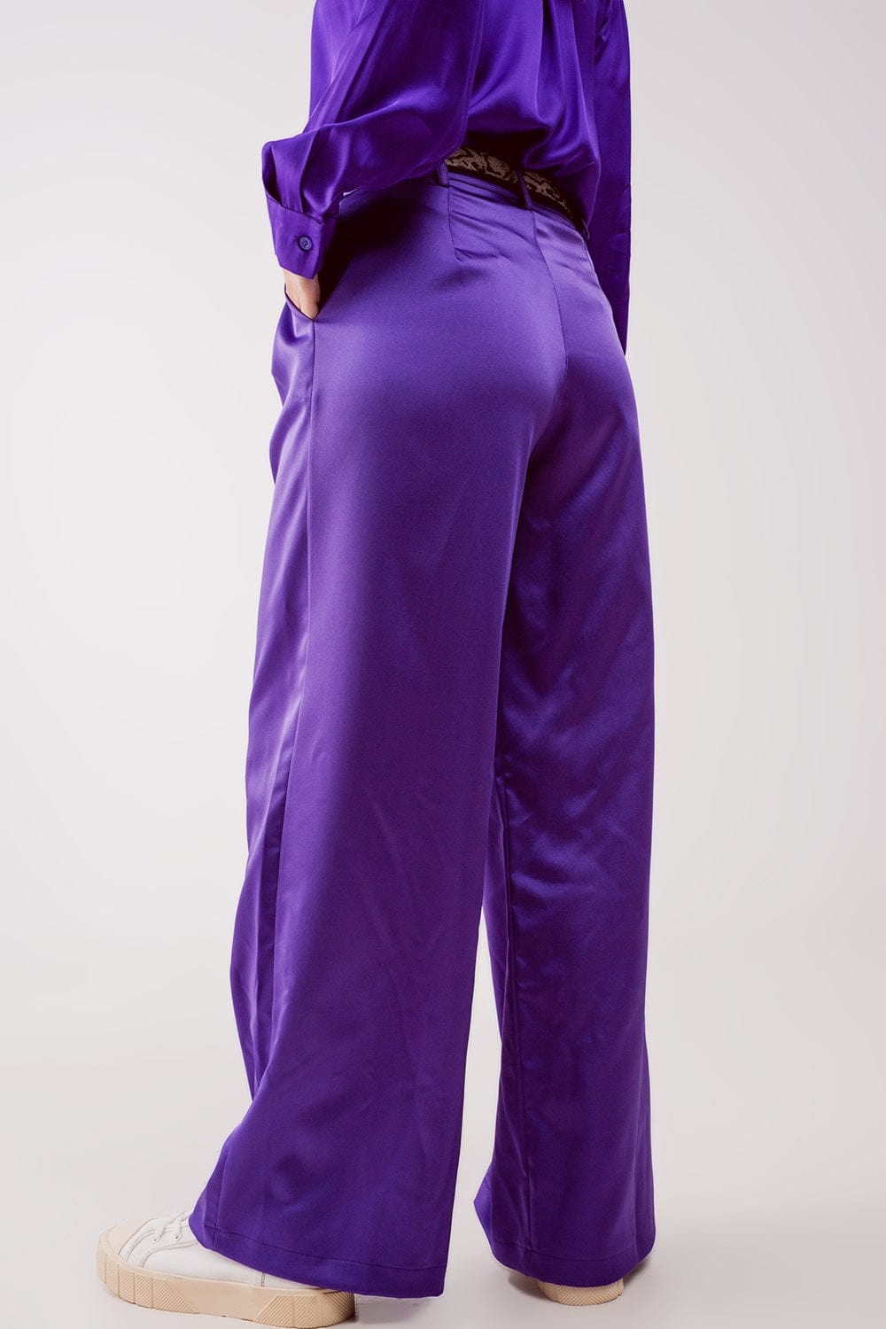 Q2 Women's Pants & Trousers Palazzo Pleated Pants in Purple