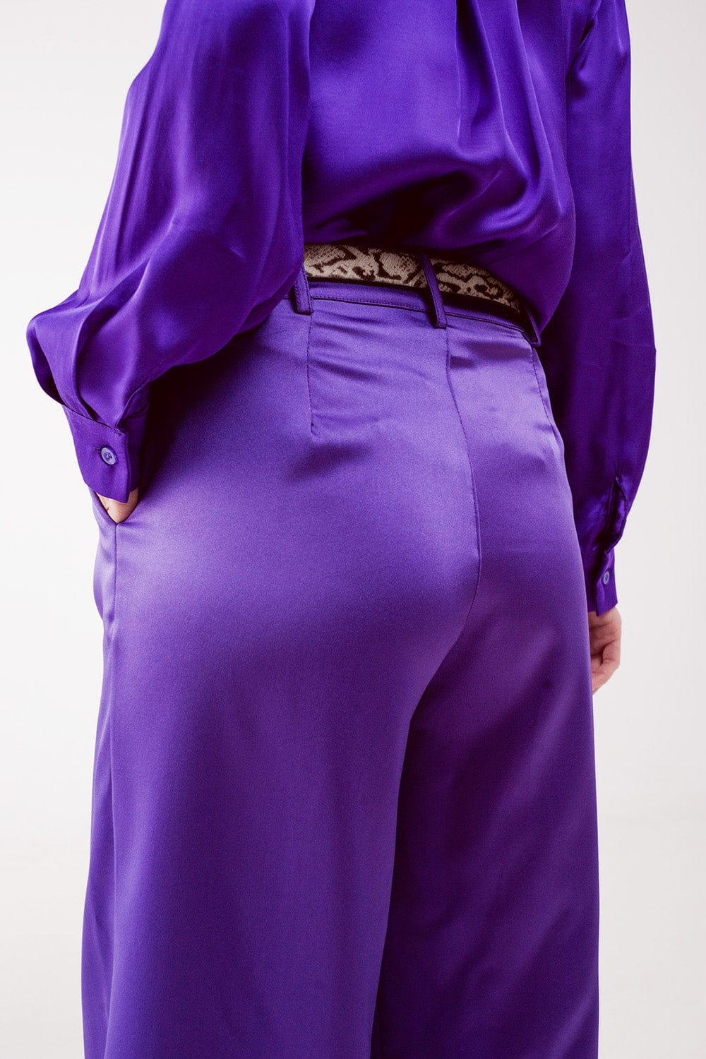 Q2 Women's Pants & Trousers Palazzo Pleated Pants in Purple