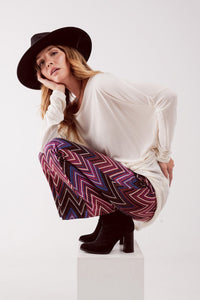 Q2 Women's Pants & Trousers Pants in Fuchsia Geo Print