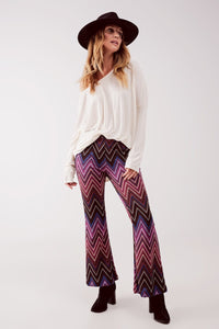 Q2 Women's Pants & Trousers Pants in Fuchsia Geo Print