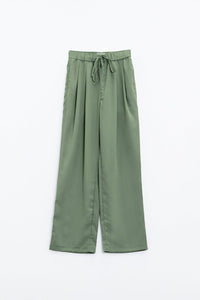 Q2 Women's Pants & Trousers Pants In Green With Front Pockets And Drawstring Closing