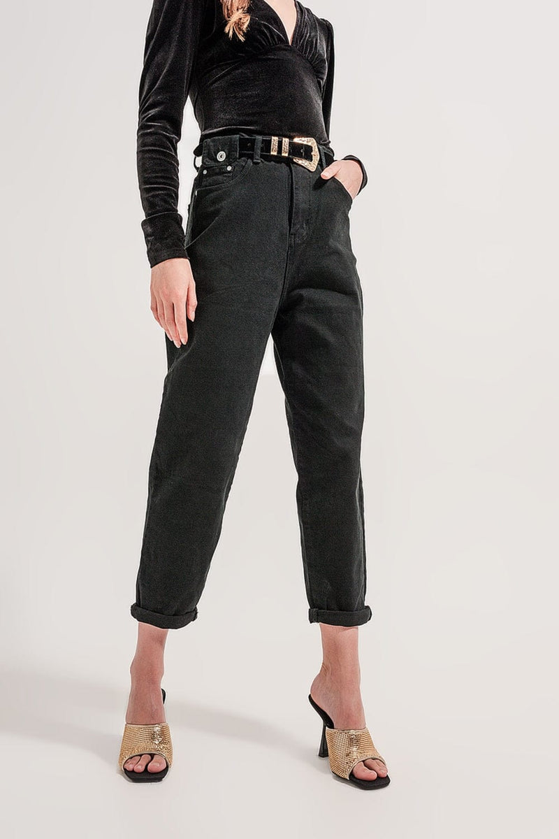 Q2 Women's Pants & Trousers Pocket Detail Jeans in Black