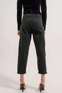 Q2 Women's Pants & Trousers Pocket Detail Jeans in Black