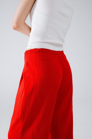 Q2 Women's Pants & Trousers Red Relaxed Pants With Drawstring Closing And Side Pockets