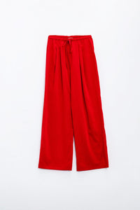 Q2 Women's Pants & Trousers Red Relaxed Pants With Drawstring Closing And Side Pockets