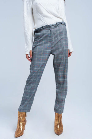 Q2 Women's Pants & Trousers Red tartan pattern pants