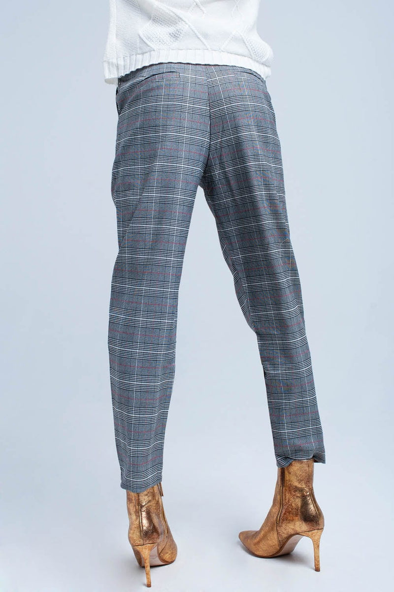 Q2 Women's Pants & Trousers Red tartan pattern pants