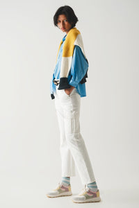 Q2 Women's Pants & Trousers Relaxed cargo pants in white