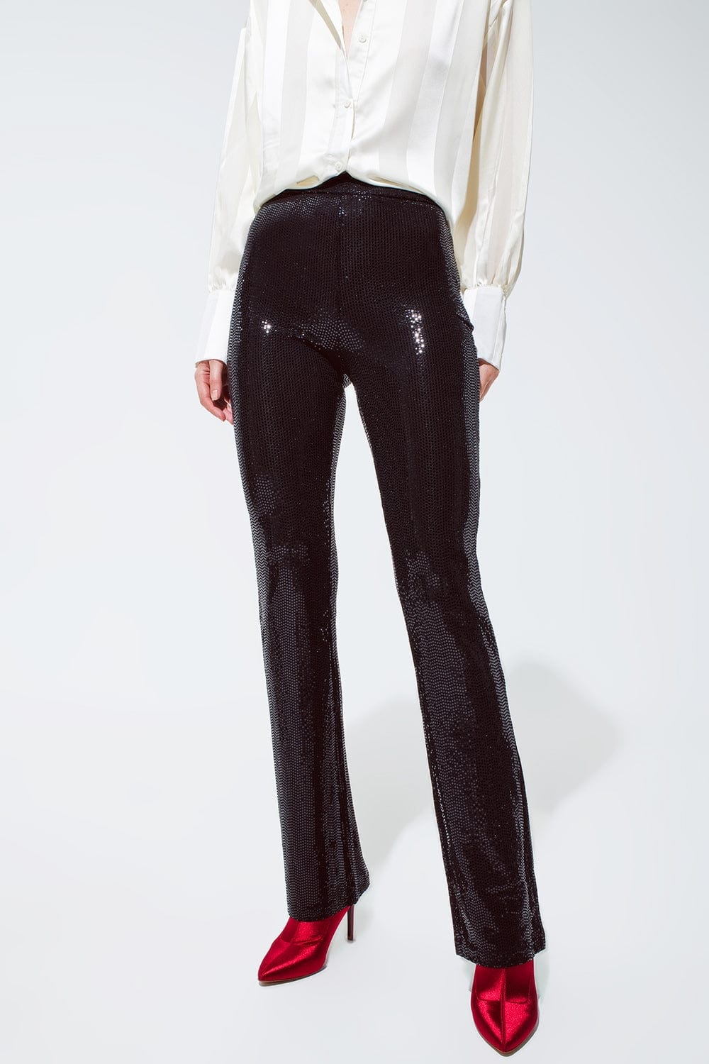 Q2 Women's Pants & Trousers Sequin Leggings In Black