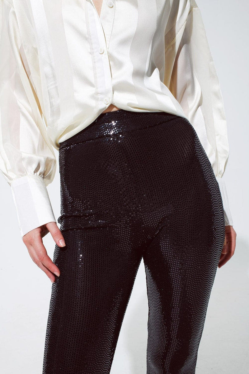 Q2 Women's Pants & Trousers Sequin Leggings In Black