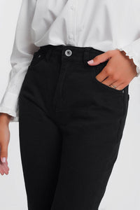 Q2 Women's Pants & Trousers Straight Leg High Waisted Jeans in Black