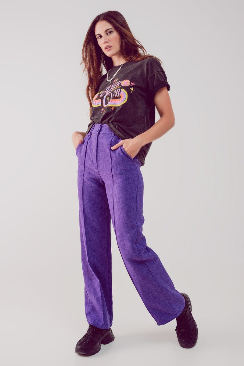 Q2 Women's Pants & Trousers Straight Leg Tailored Pants in Purple