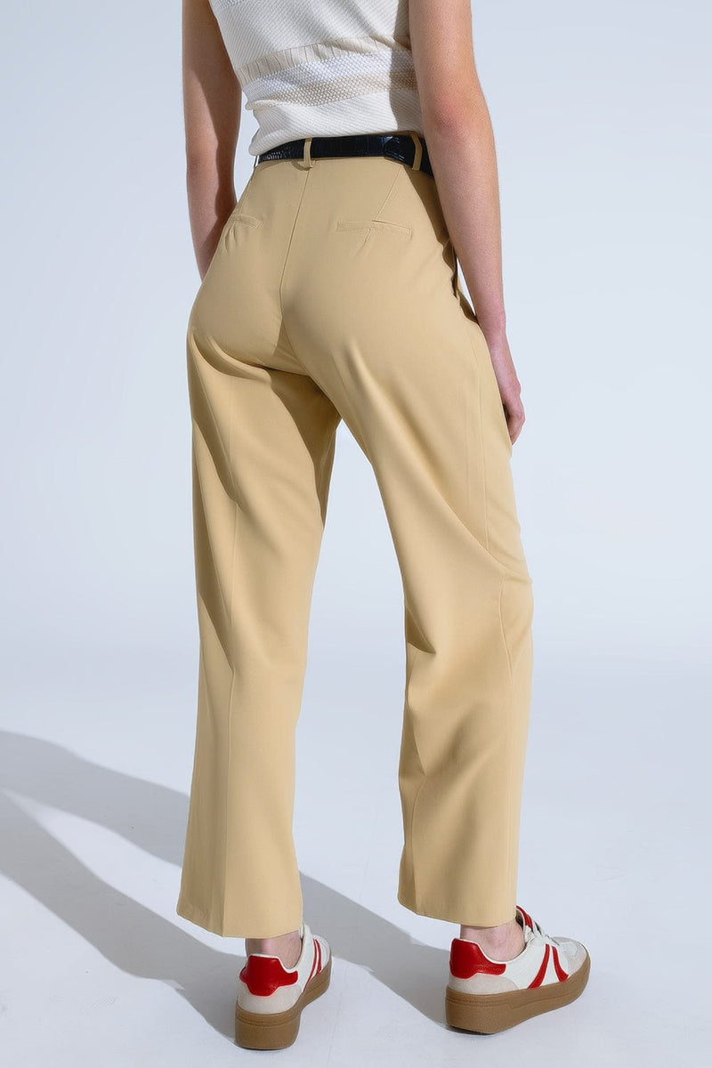 Q2 Women's Pants & Trousers Straight Leg Trousers With Side Pockets And Darts In Beige