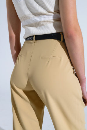 Q2 Women's Pants & Trousers Straight Leg Trousers With Side Pockets And Darts In Beige