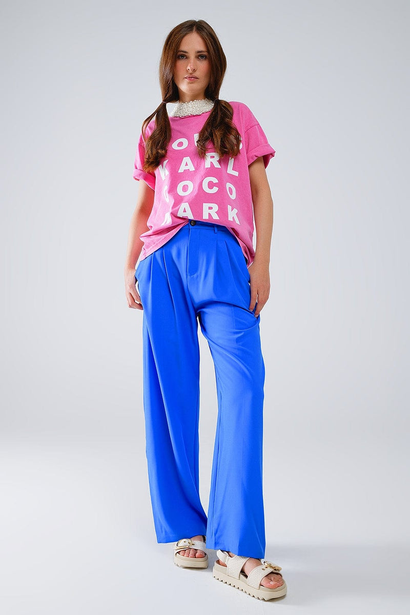 Q2 Women's Pants & Trousers Straight Leg Trousers With Side Pockets And Darts In Blue