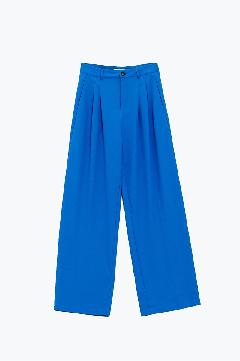 Q2 Women's Pants & Trousers Straight Leg Trousers With Side Pockets And Darts In Blue