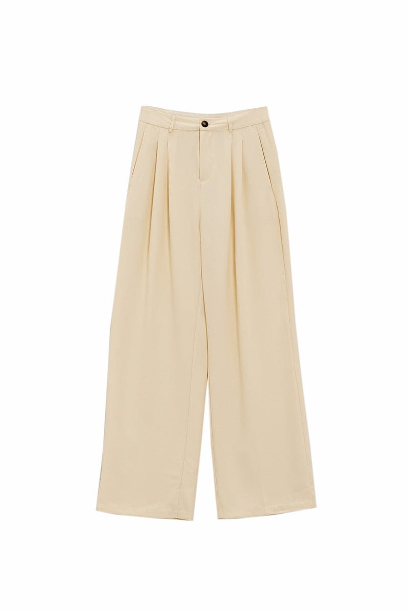 Q2 Women's Pants & Trousers Straight Leg Trousers With Side Pockets And Darts In Cream