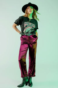 Q2 Women's Pants & Trousers Straight Leg Velvet Pants in Purple