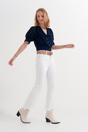 Q2 Women's Pants & Trousers Straight Pants in White with Wide Ankles