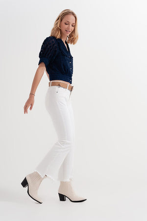 Q2 Women's Pants & Trousers Straight Pants in White with Wide Ankles