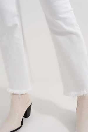 Q2 Women's Pants & Trousers Straight Pants in White with Wide Ankles