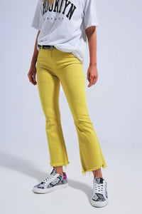 Q2 Women's Pants & Trousers Straight Pants in Yellow with Wide Ankles