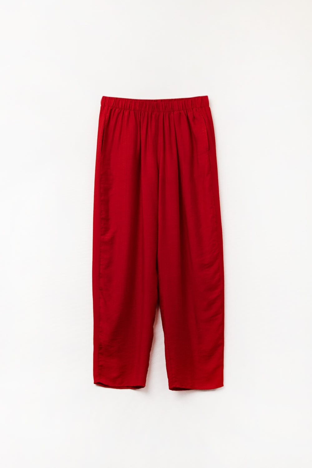 Q2 Women's Pants & Trousers Summery Pants With Elastic Waist And Pockets In Red