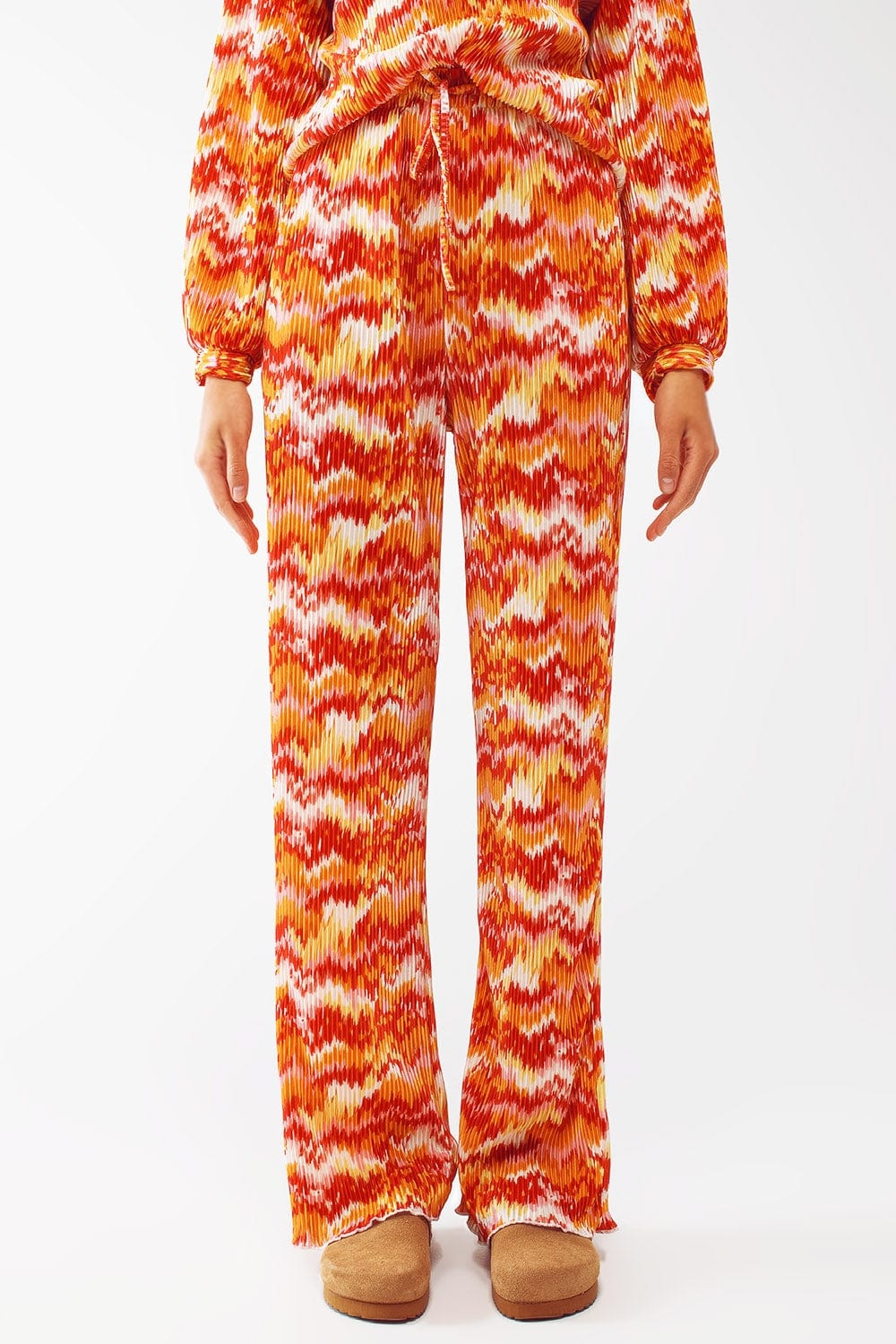Q2 Women's Pants & Trousers Textured Straight Leg Pants in Abstract Print