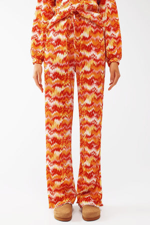 Q2 Women's Pants & Trousers Textured Straight Leg Pants in Abstract Print