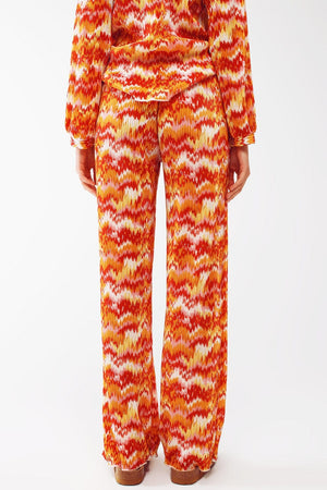 Q2 Women's Pants & Trousers Textured Straight Leg Pants in Abstract Print