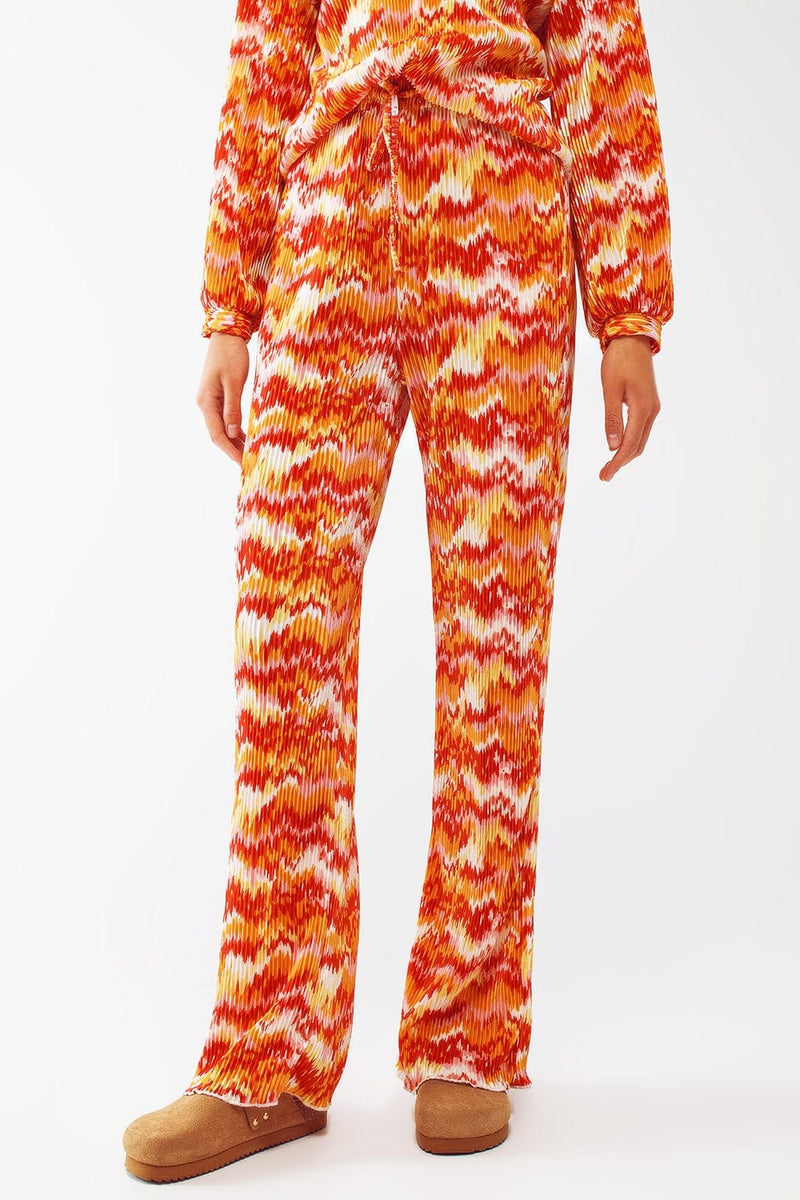 Q2 Women's Pants & Trousers Textured Straight Leg Pants in Abstract Print