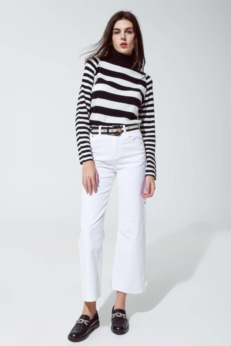 Q2 Women's Pants & Trousers White Corduroy Cropped Pants