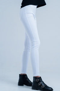 Q2 Women's Pants & Trousers White Jeggings with Back Pockets