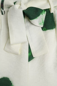 Q2 Women's Pants & Trousers White Palazzo Pants With Green Tropial Flower Print And Matching Belt