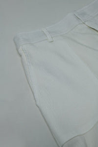 Q2 Women's Pants & Trousers White Satin Pants With Side Pockets And Belt Hoops