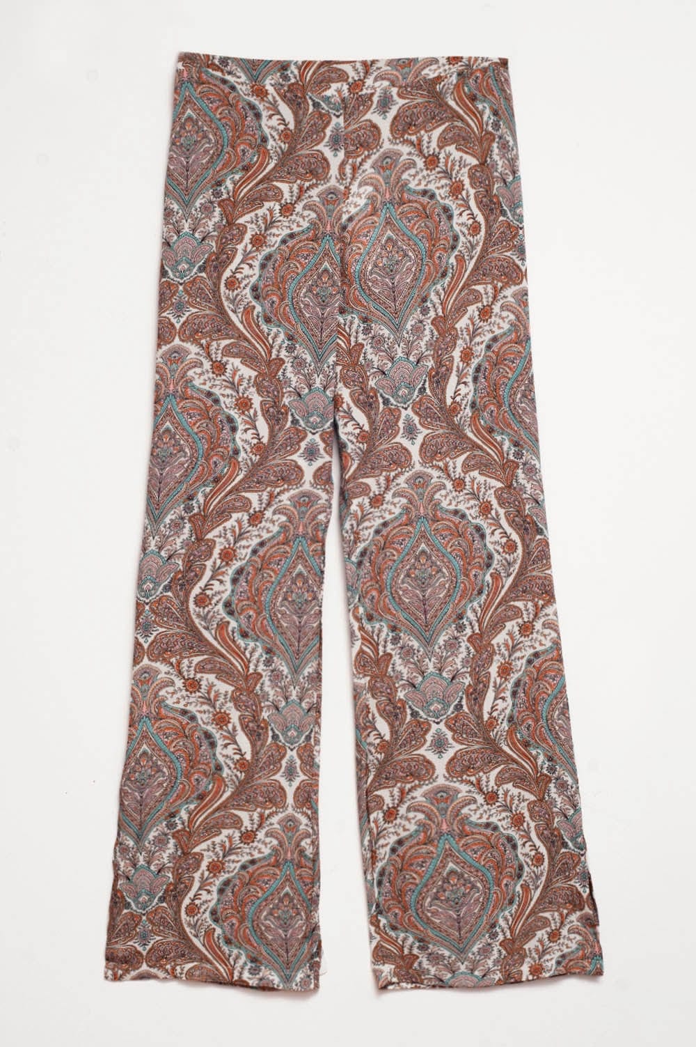 Q2 Women's Pants & Trousers Wide Leg Pants in Beige Paisley Print