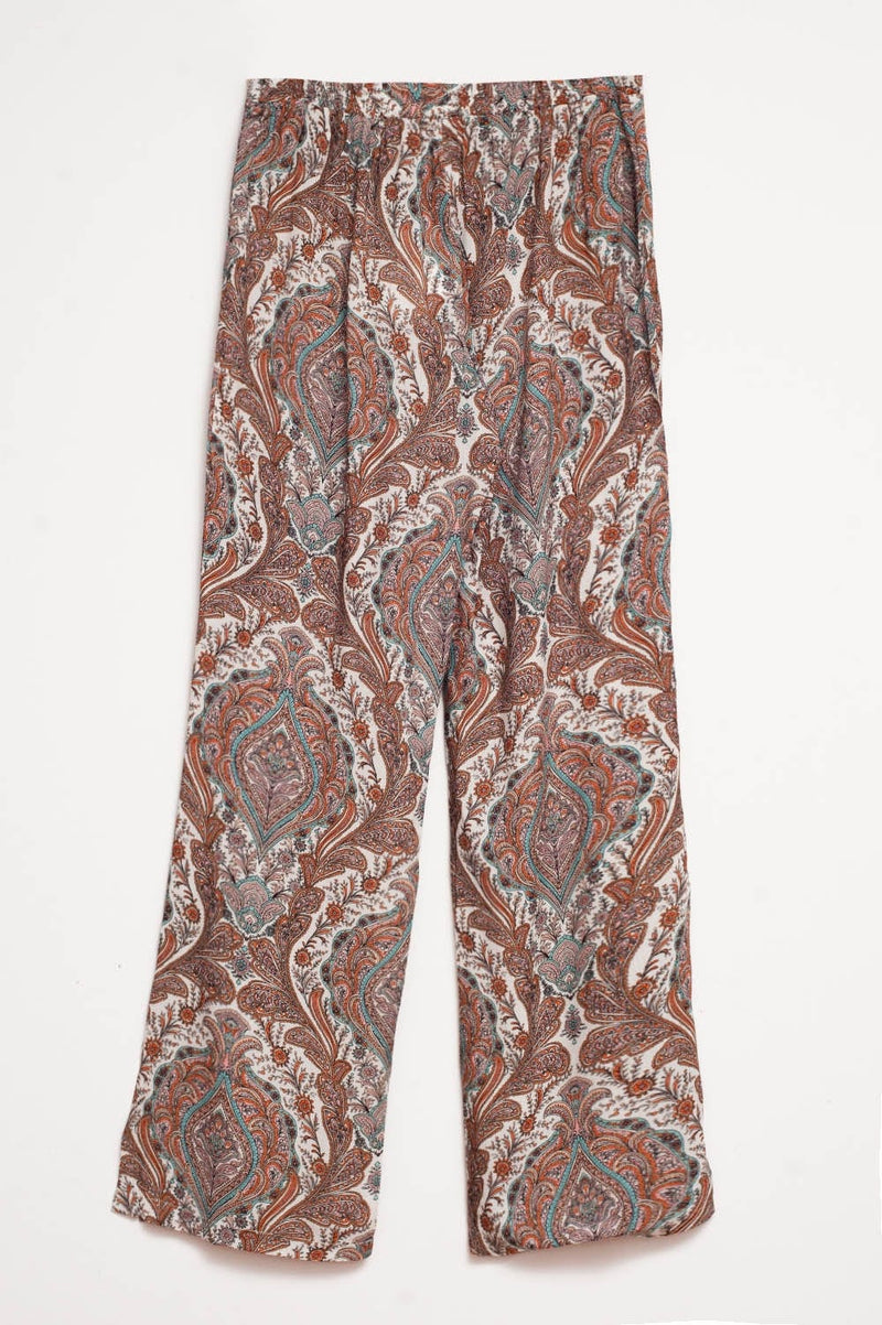 Q2 Women's Pants & Trousers Wide Leg Pants in Beige Paisley Print