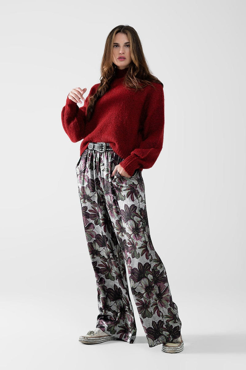 Q2 Women's Pants & Trousers Wide-Leg Pants In Floral Print