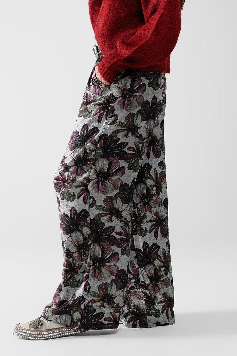 Q2 Women's Pants & Trousers Wide-Leg Pants In Floral Print