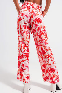 Q2 Women's Pants & Trousers Wide Leg Pants with Belt In Fuchsia