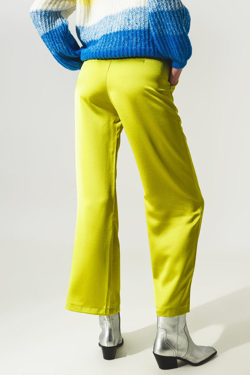 Lime linen flare pants - Zena Presley