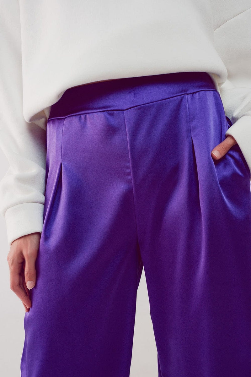 Side Tassel Trim Straight-Leg Knit Pants in Purple - Retro, Indie and  Unique Fashion