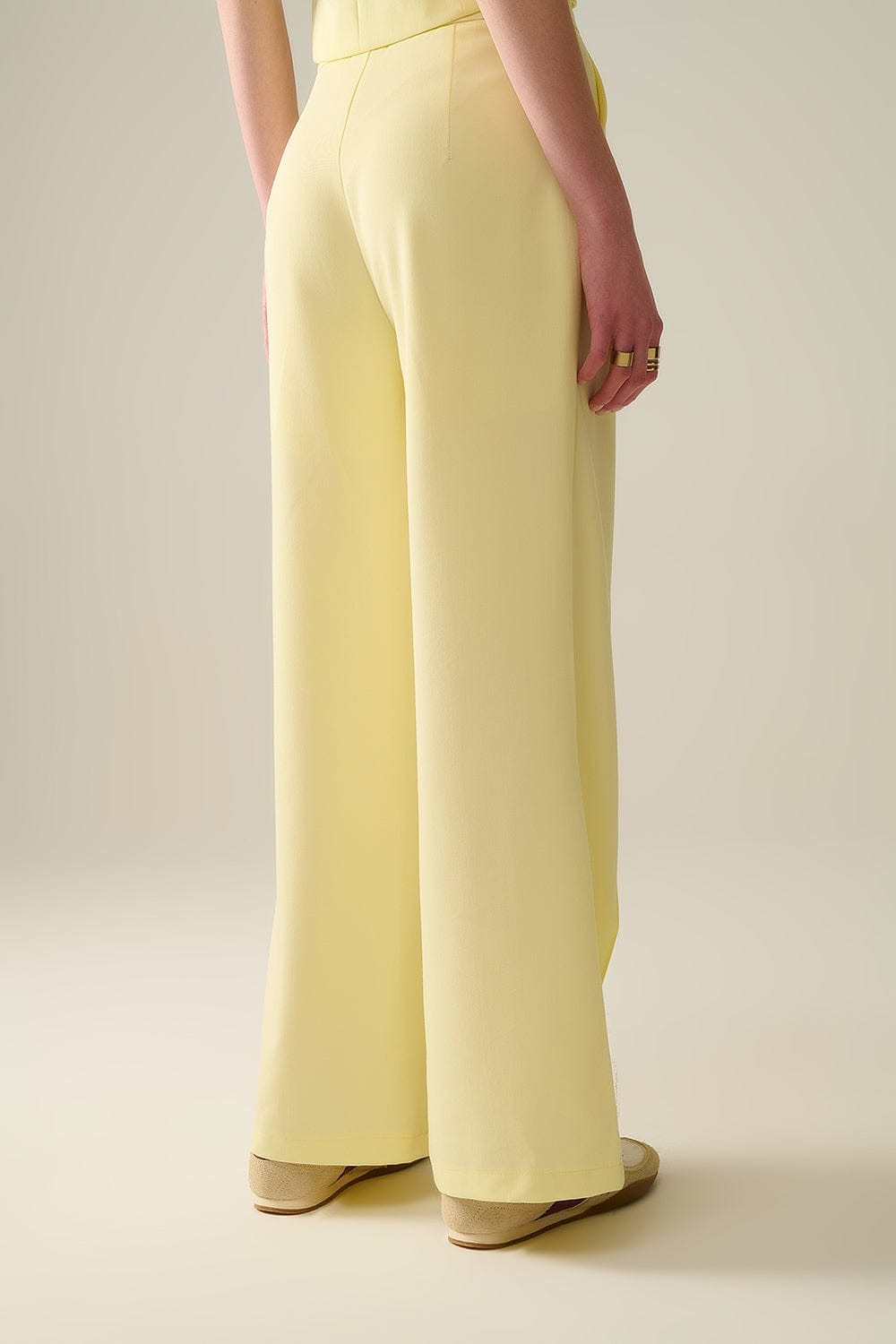 Q2 Women's Pants & Trousers Wide Leg Tailored Pants In Yellow
