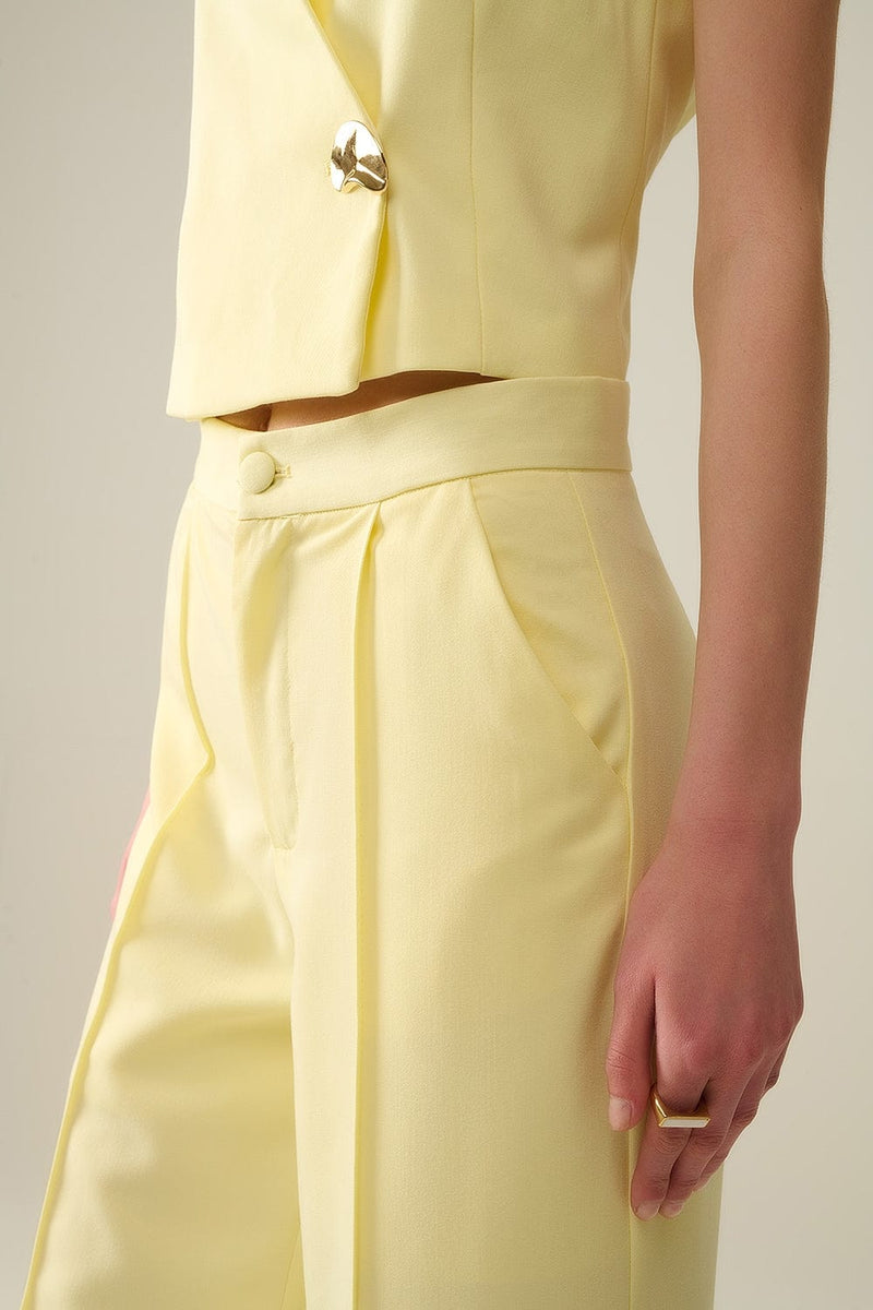 Q2 Women's Pants & Trousers Wide Leg Tailored Pants In Yellow