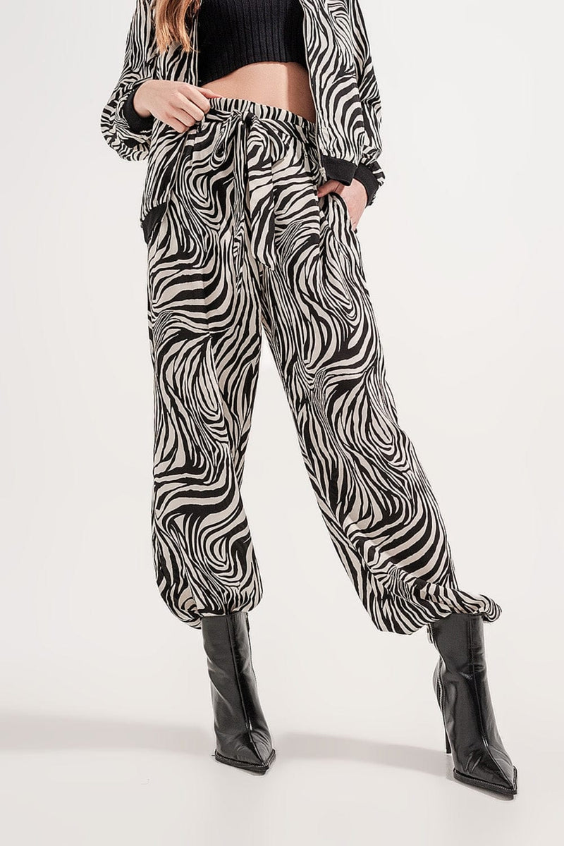 Q2 Women's Pants & Trousers Wide Leg Trousers in Zebra Print