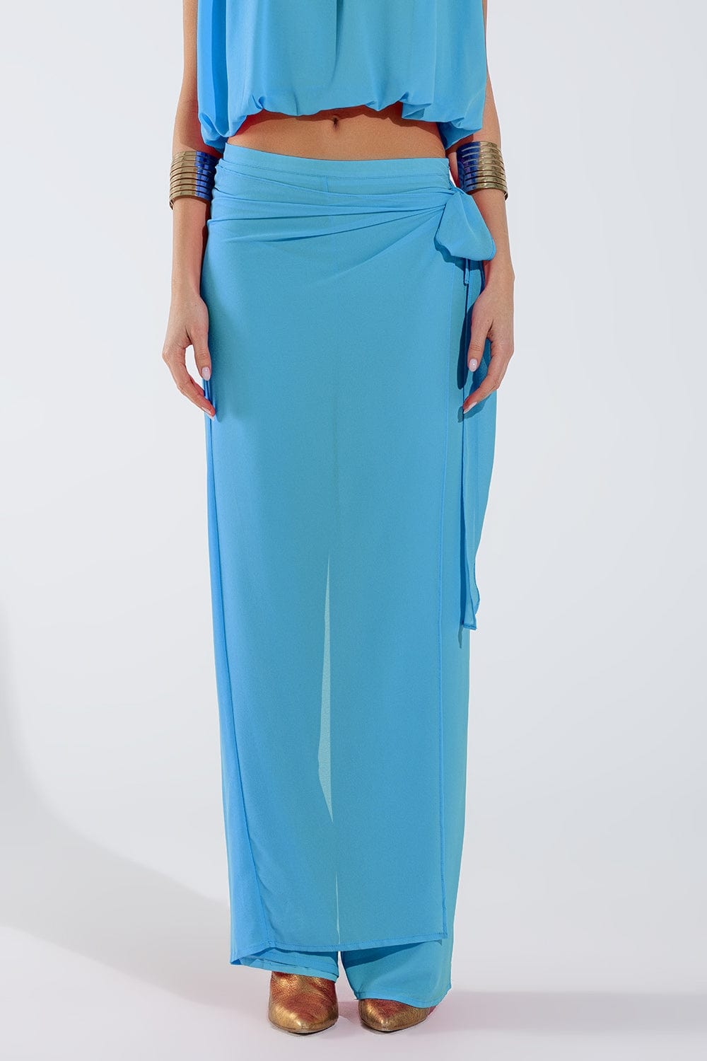【BAON】Hoch Summer Stripe Wrap Skirt Pants Blue Wrap Skirt Pants | BohoClandestino Wholesale