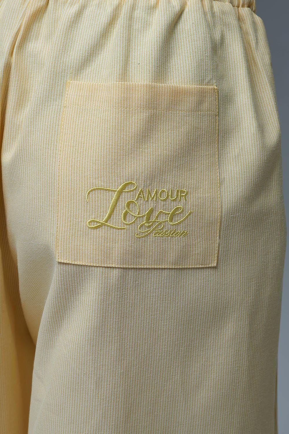 Q2 Women's Pants & Trousers Yellow Striped Palazzo Pants With Extra Wide Leg